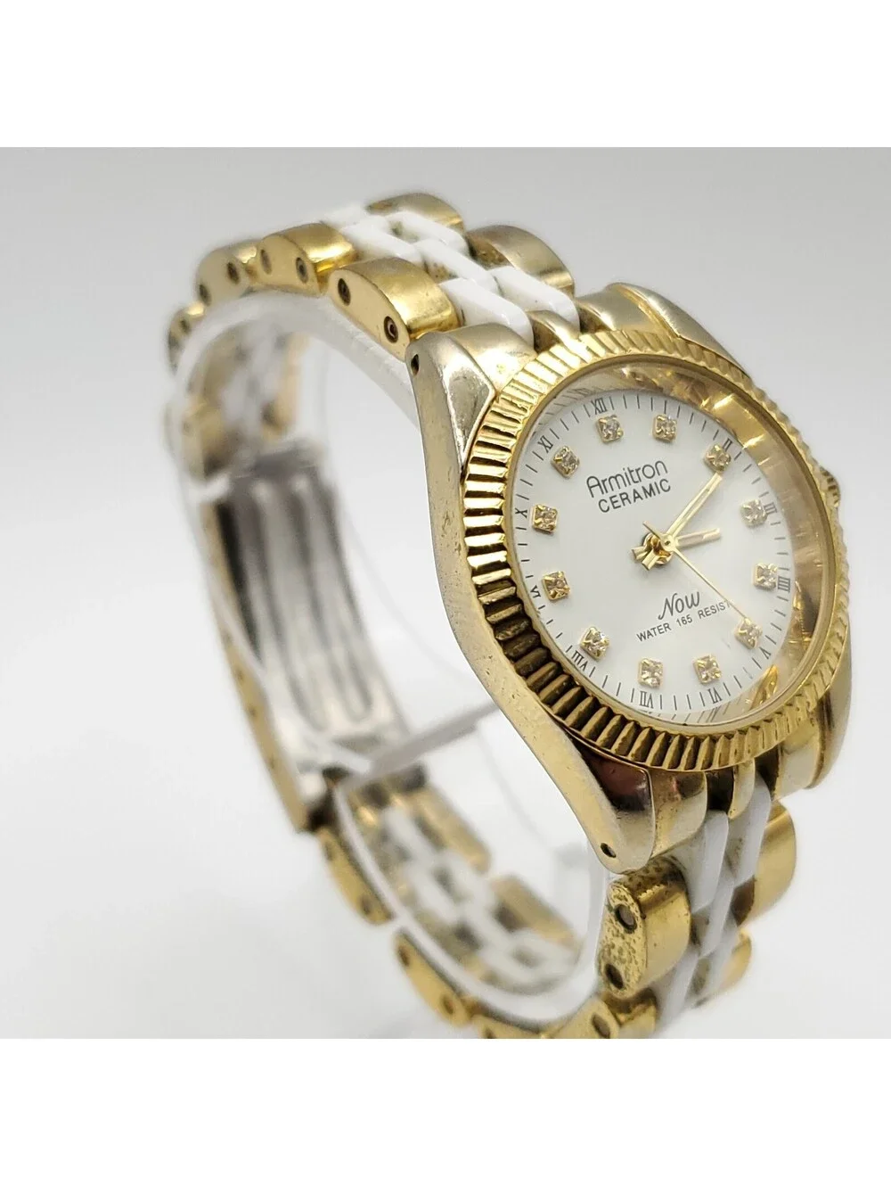 Armitron Now Ceramic Watch Women New Battery Gold-Tone 27mm